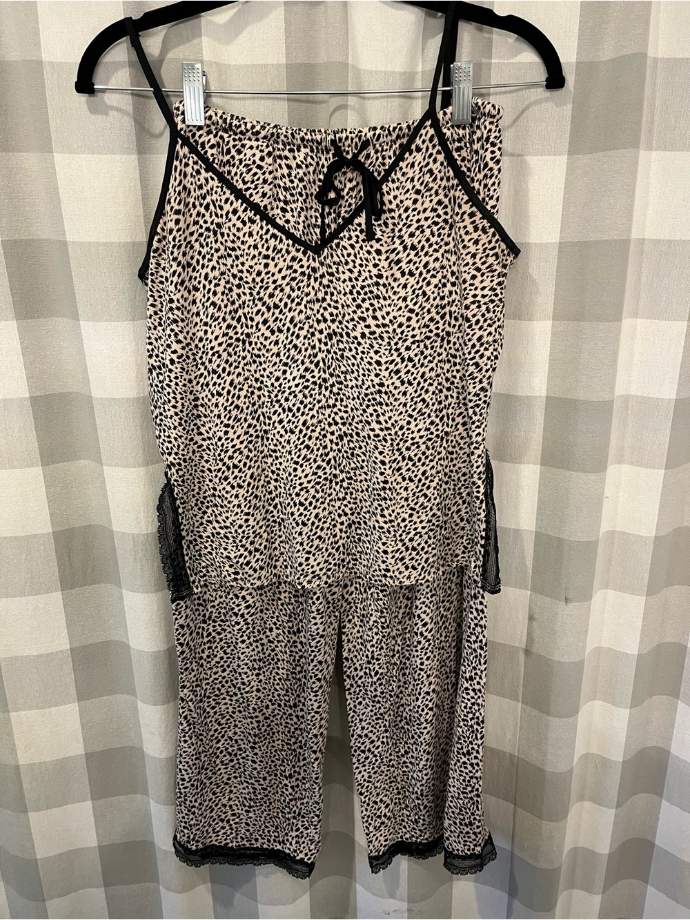 Victoria's Secret Beige and Black Leopard Cami Short Set
